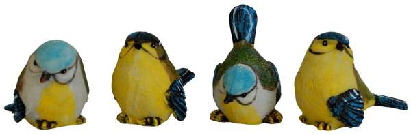 4er Set Niedliche Meisen klein ca. 5 cm - Dekofigur